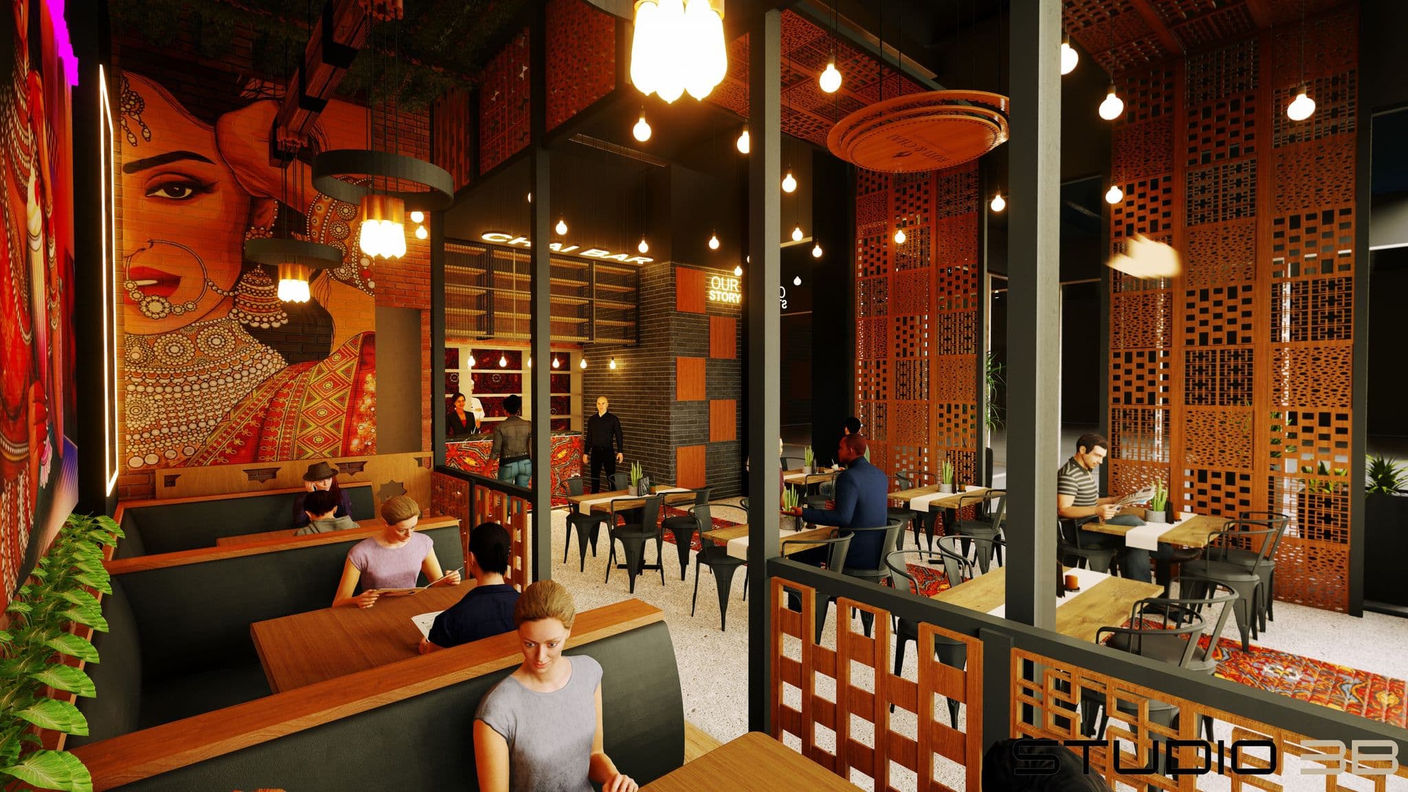 Roti and Chai — Restaurant architecture by Studio3B — view 1